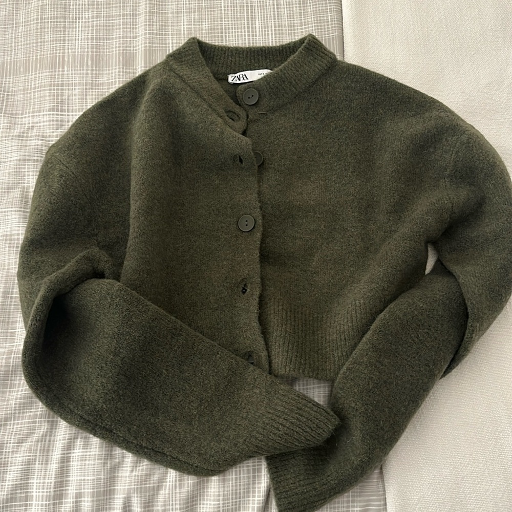Zara green cropped cardigan